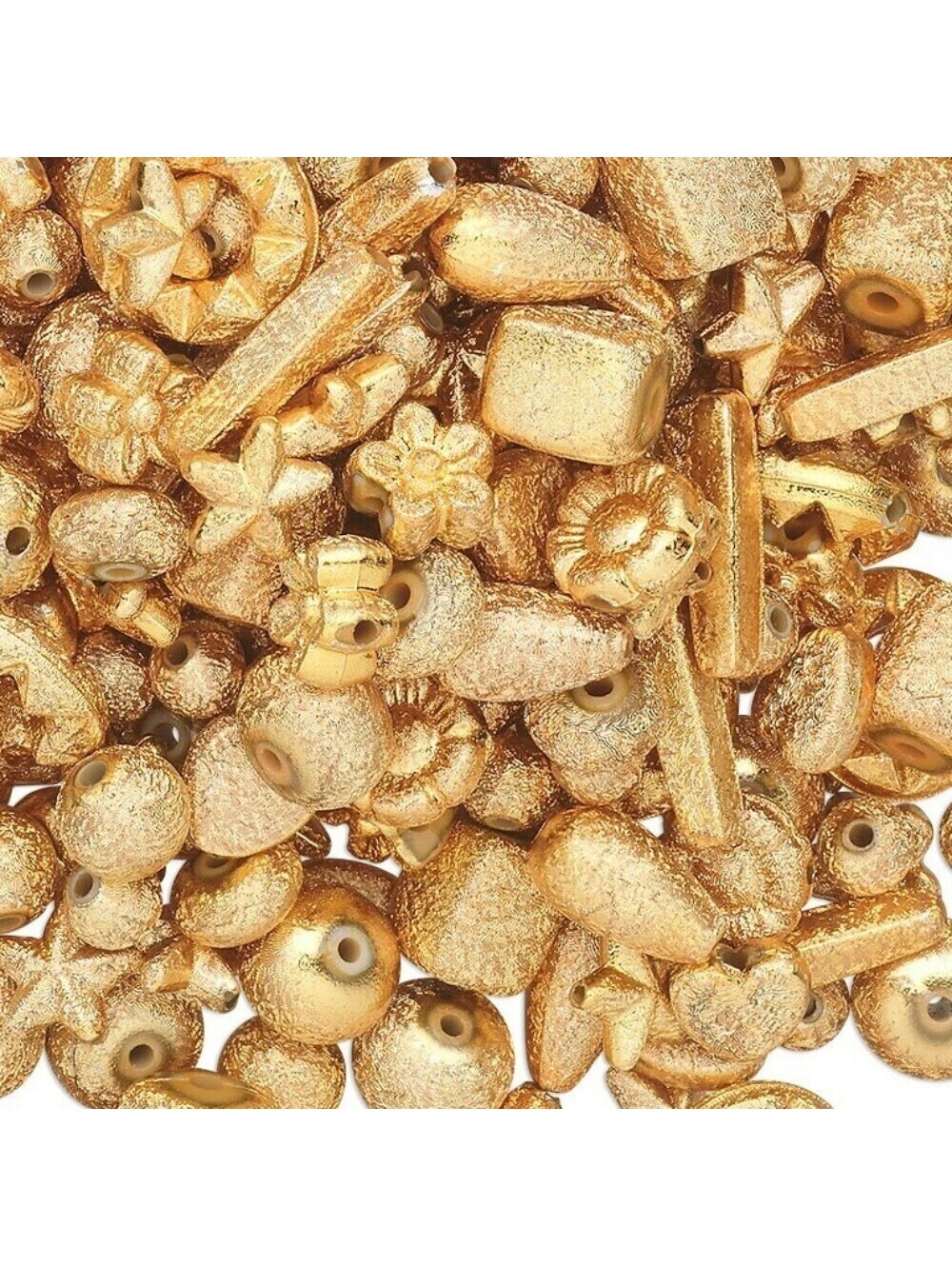 Bulk Lot Vintage Gold Stardust Acrylic Beads Mixed Size Shape 50 pcs